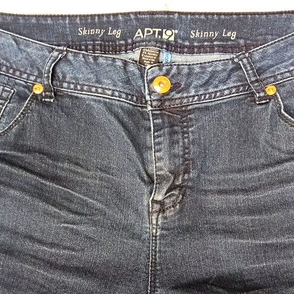 Apt 9 Jeans Skinny Modern Mid Rise Dark Wash Blue Women 14 Reg 5 Pocket Whiskers - Picture 5 of 12